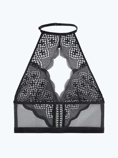 Lace & Mesh High-neck Bra