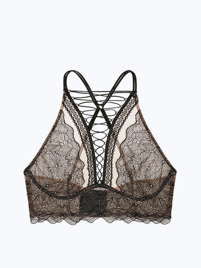Lace-up High-neck Bra