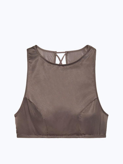 Satin Lace-up High-neck Bralette